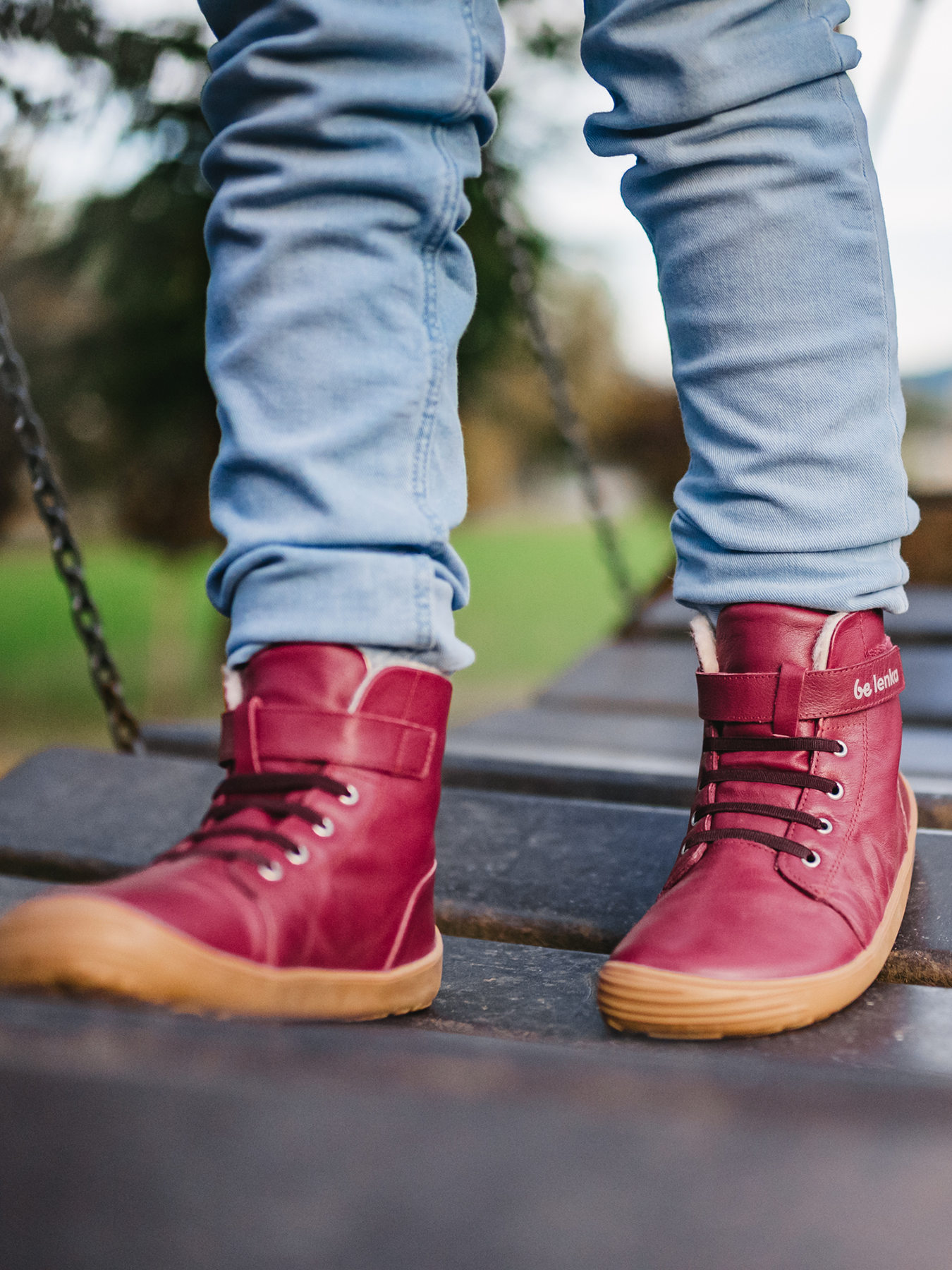 Zapatos de invierno para niño barefoot Be Lenka Winter Kids - Dark Cherry Red.